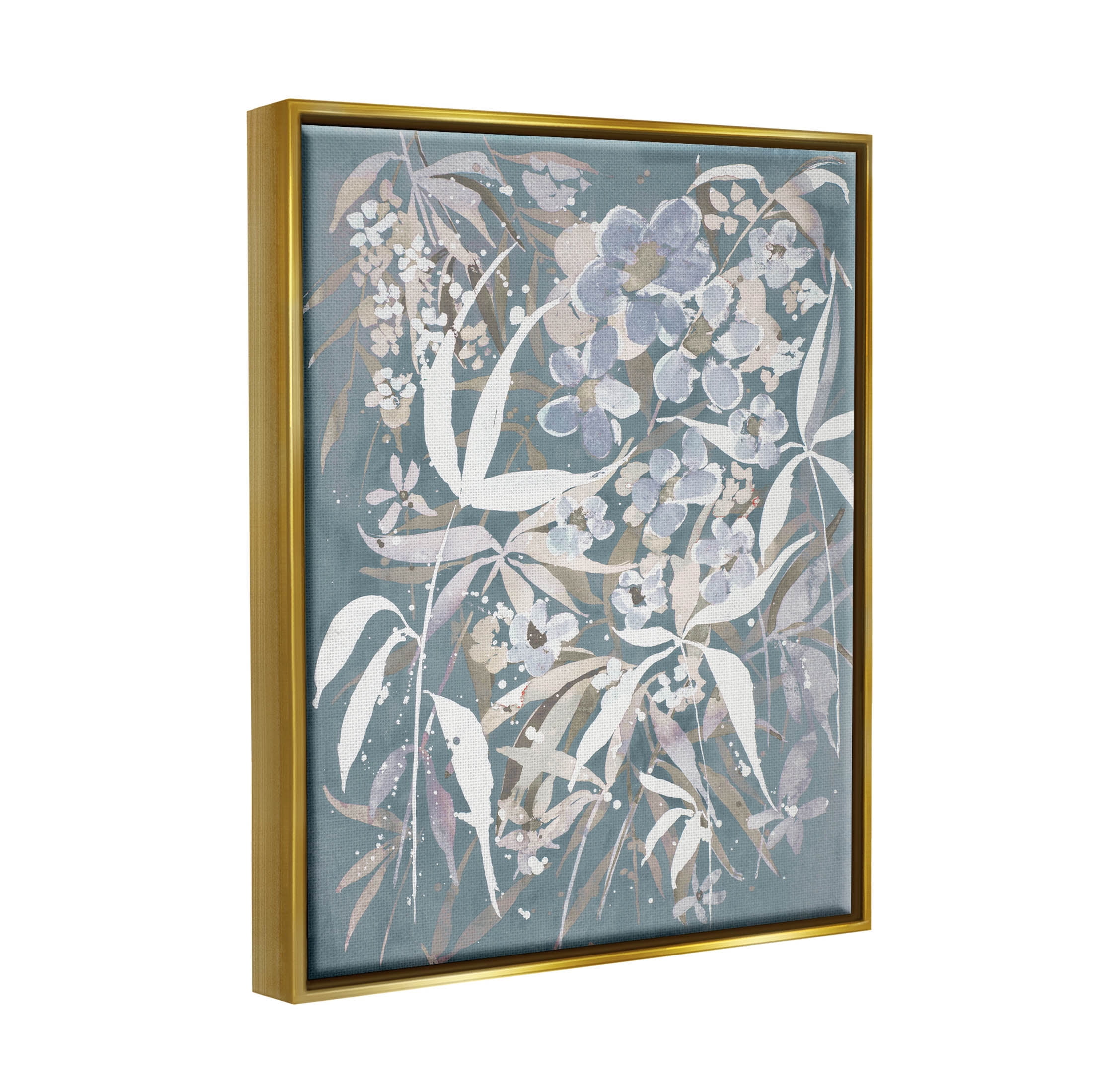 Stupell Industries Modern Blossom Botanicals Graphic Art Metallic Gold Floating Framed Canvas Print Wall Art, Design by Krinlox