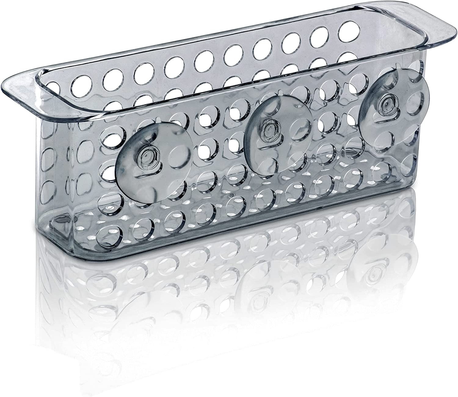 Medium Cubic Patterned Plastic Shower Caddy with Suction Cups, Clear