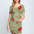 thumbnail image 6 of breaise Maternity Bodycon Dress,Floral Side Ruch Fitted Maternity Dress Summer Short Sleeve Baby Shower Dress Crew Neck Casual Lounge Pregnancy Dress Daily Wear, 6 of 6
