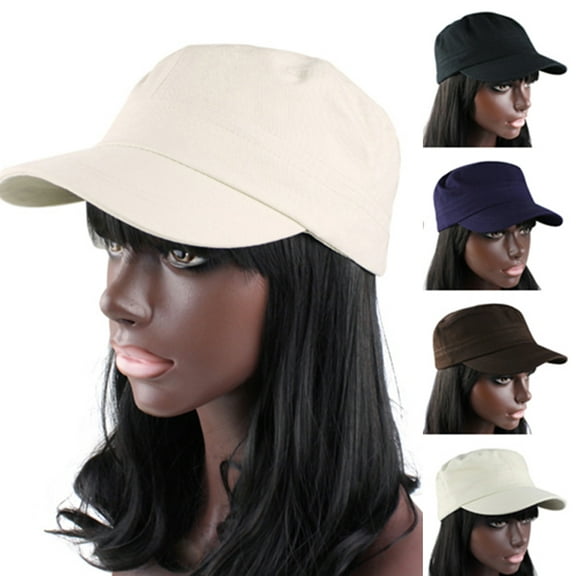 Travelwant Cotton Peaked Baseball Cap Cadet Army Cap Military Corps Hat Cap Visor Flat Top Adjustable Baseball Hat