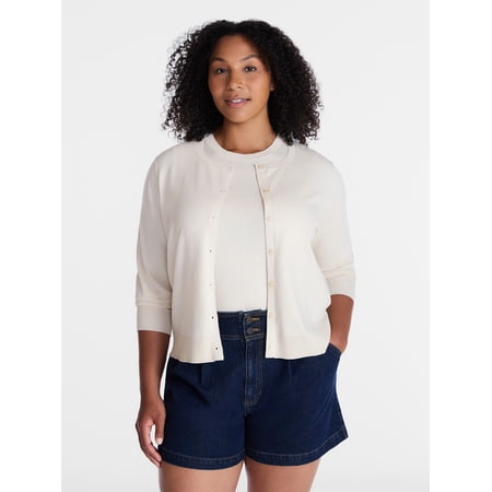 Time And Tru Women's Fine Gauge Cardigan Sweater, Lightweight, Sizes XS-XXXL