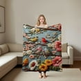 thumbnail image 1 of Manta de poliéster estampada estilo bohemio | Diseño bordado 2D | Manta suave y ligera para interiores y exteriores, ideal para siestas en el sofá, la cama, la oficina o el coche., 1 of 6