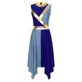 thumbnail image 3 of ranrann Womens Color Block Liturgical Dance Dress Sleeveless Asymmetrical Hem Dresses Dancewear Blue&Light Blue M, 3 of 7