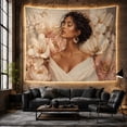 thumbnail image 6 of Woman with Cream White Flowers Portrait Tapestry Wall Hanging, 6 of 7