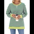 thumbnail image 3 of Sudadera Oversize para Mujer, Verano 2025, Cuello Redondo, Rayas, Larga, Aberturas Laterales, Sudaderas con Capucha Y2K Verde y M, 3 of 10