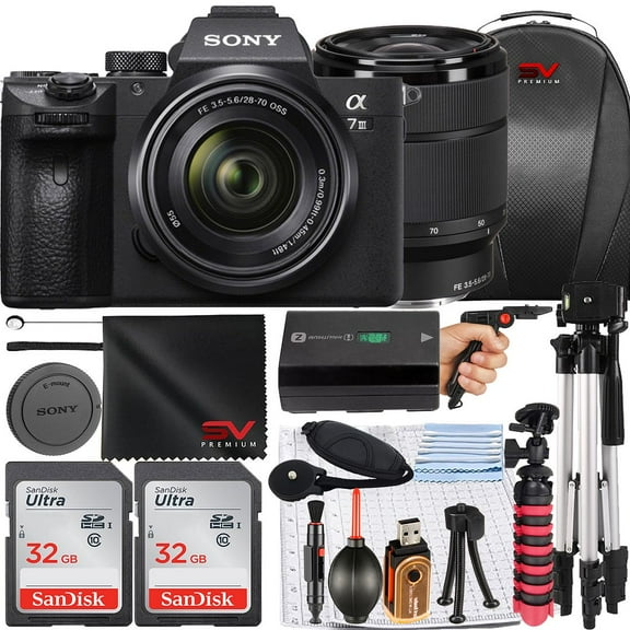 Sony A7 III Mirrorless Camera with 2 Pack 32GB SanDisk Memory Card   Tripod   Case   SV Premium Accessory Bundle (International Version)