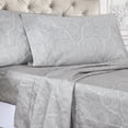 thumbnail image 6 of Decorative Italian Paisley Cotton-Rich Sheet Set - Queen, Grey, 6 of 7