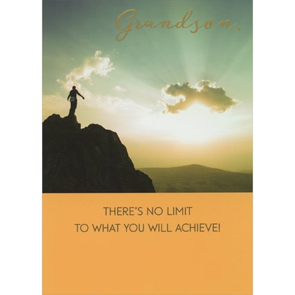 RSVP There's No Limit to What You Will Achieve: Man on Mountain Top Graduation Card for Grandson