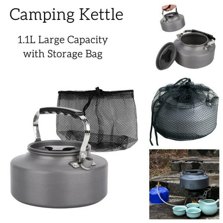 

1.1L Outdoor Camping Kettle Aluminum Tea Kettle with Carrying Bag Lightweight Camping Coffee Pot Portable Teapot for Boiling Water