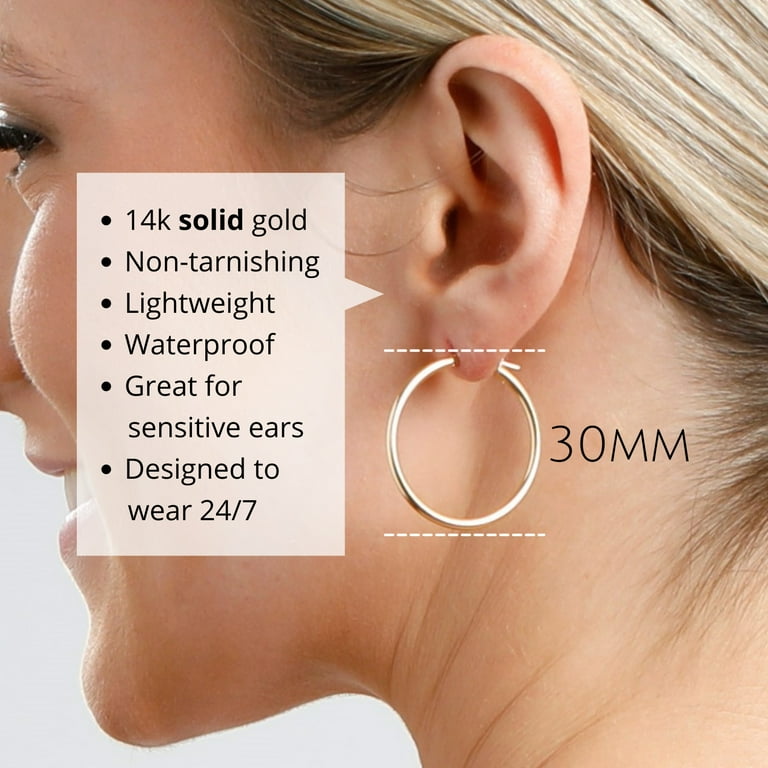 14K White Gold Lightweight 22mm x 2mm Hoop Earrings 14K White Gold Lightweight 22mm x 2mm Hoop Earrings