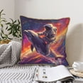 thumbnail image 4 of KLL Astronaut Dolphin Decorative Throw Pillow Covers Velvet Soft for Couch Sofa Bedroom Living Room Outdoor (No pillow core)- 16"x16", 4 of 5