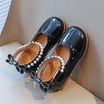 thumbnail image 5 of CUZIBR Toddler Kids Girls Dress Shoes Elegant Mary Jean Solid Color Pearl Bow Hook And Loop Ankle Strap Flat Sole Stylish Dressy Lightweight Wedding Party Princess Shoes,Black,10-11 Years, 5 of 5