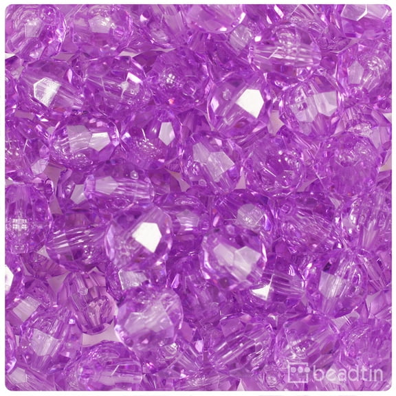 BeadTin Light Amethyst Transparent 12mm Faceted Round Craft Beads (180pcs)