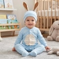 thumbnail image 2 of Toddler Boy Easter Outfits Long Sleeve Bunny Jumpsuit and Hats 2 Peice Outfit Set Dress up Party Outfit Girl Outfits Size 12-18 Months, 2 of 9