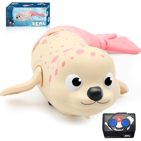 LAFALA Amphibious Remote Control Lazy Seal 2.4Ghz Rechargeable Battery for Kids Gift,Pink