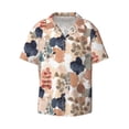 thumbnail image 2 of Lsque Watercolor Plants print Men's Cuban Collar Short Sleeve Shirt Summer Beachwear Casual Button Down Fashionable Vacation Leisure Shirt-X-Large, 2 of 7