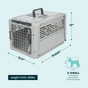 Sport Pet Designs 19-Inch Collapsible Plastic Dog Kennel, Portable Folding Pet Carrier for Small Dogs and Pets up to 20 lbs, Gray, XS