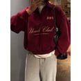 thumbnail image 3 of Letter Embroidered Pullover Sweatshirt for Women - Relaxed, Loose, Versatile, Half-Zip, 3 of 5