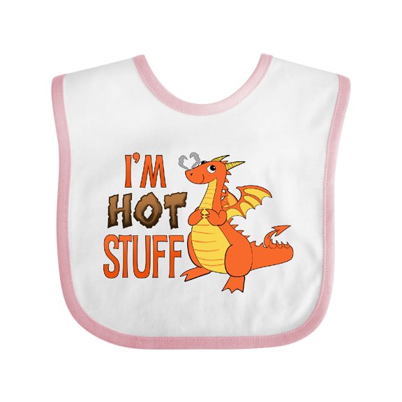 Inktastic I'm Hot Stuff- Cute Dragon Boys or Girls Baby Bib