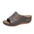 thumbnail image 1 of asddcavvf Ladies Fashion Solid Color Leather Open Toe Wedge Heel Platform Casual Sandals, 1 of 8