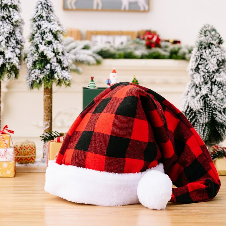 Red and black checkered hat on sale