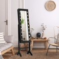 thumbnail image 6 of CZMJY Standing Jewelry Armoire with 18 LED Lights Around the Door, Large Storage Mirrored Jewelry Cabinet with Full Length Mirror, 16 Lipstick Holders, 1 Inside Makeup Mirror, Black, 6 of 8
