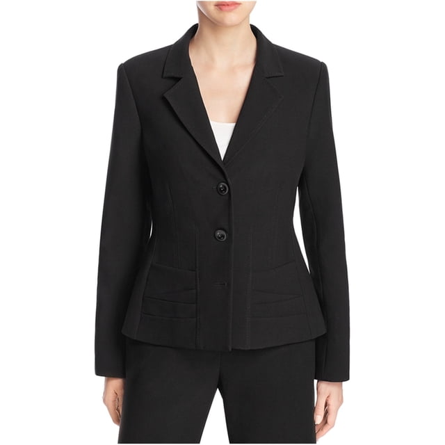 Chaqueta tipo blazer de dos botones con solapa de muesca para mujer de Finity, negro, 2