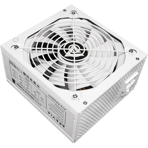 Apevia ATX-PR600W-WH Prestige 600W 80  Gold Certified, RoHS Compliance, Active PFC ATX Gaming Power Supply White