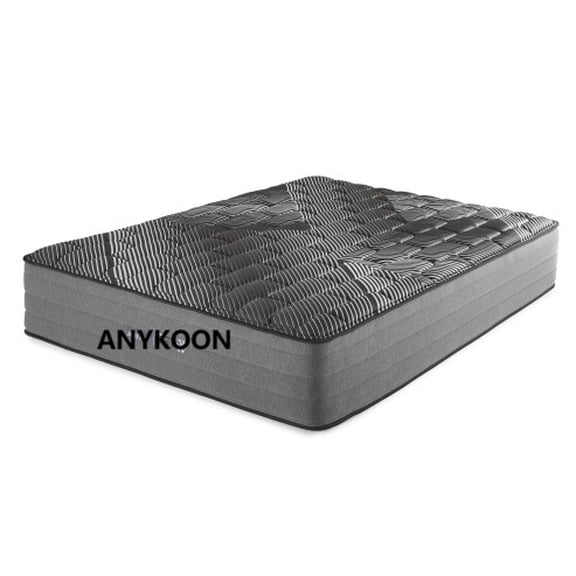 Anykoon 14" Pure Ice Lux Firm Quilted Twin XL Mattress, Foam & Spring, Black