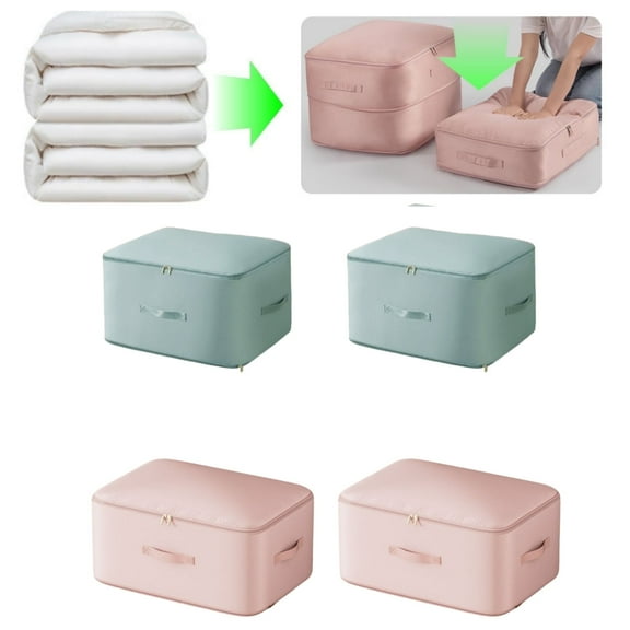 Comforter Storage Bag - Extra Large Capacity Blanket Storage Bags 4-Pack Ultra Space Saving Self Compression Organizer, Washable Compression Bags with Zipper for Comforter Blanket Duvet Pillow