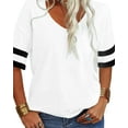 thumbnail image 4 of Sherrylily Womens Plus Short Sleeve Striped Print T-shirt Plus Size Basic Tops, 4 of 7