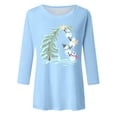 thumbnail image 4 of Women's Christmas Crop Sleeve T Shirt: Snowman Pattern Shirt Merry Christmas T Shirt Christmas Top, 4 of 4
