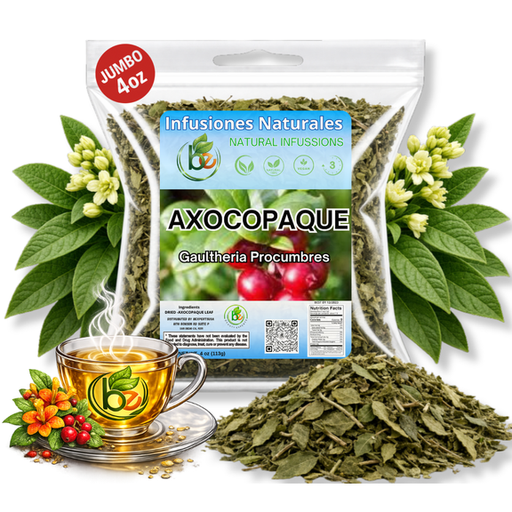 Axocopaque Herbal Tea (4 oz) - 100% Natural Gaultheria Mexican Leaves - Authentic Traditional Loose Leaf Tea from Mexico - Caffeine-Free, Non-GMO, Vegan - Farm-Grown Herbs by BEXPERTSUSA