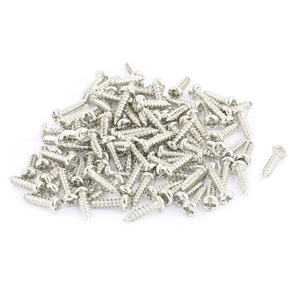 100 piezas de tornillos autorroscantes de cabeza redonda Phillips de acero inoxidable M2 x 8 mm