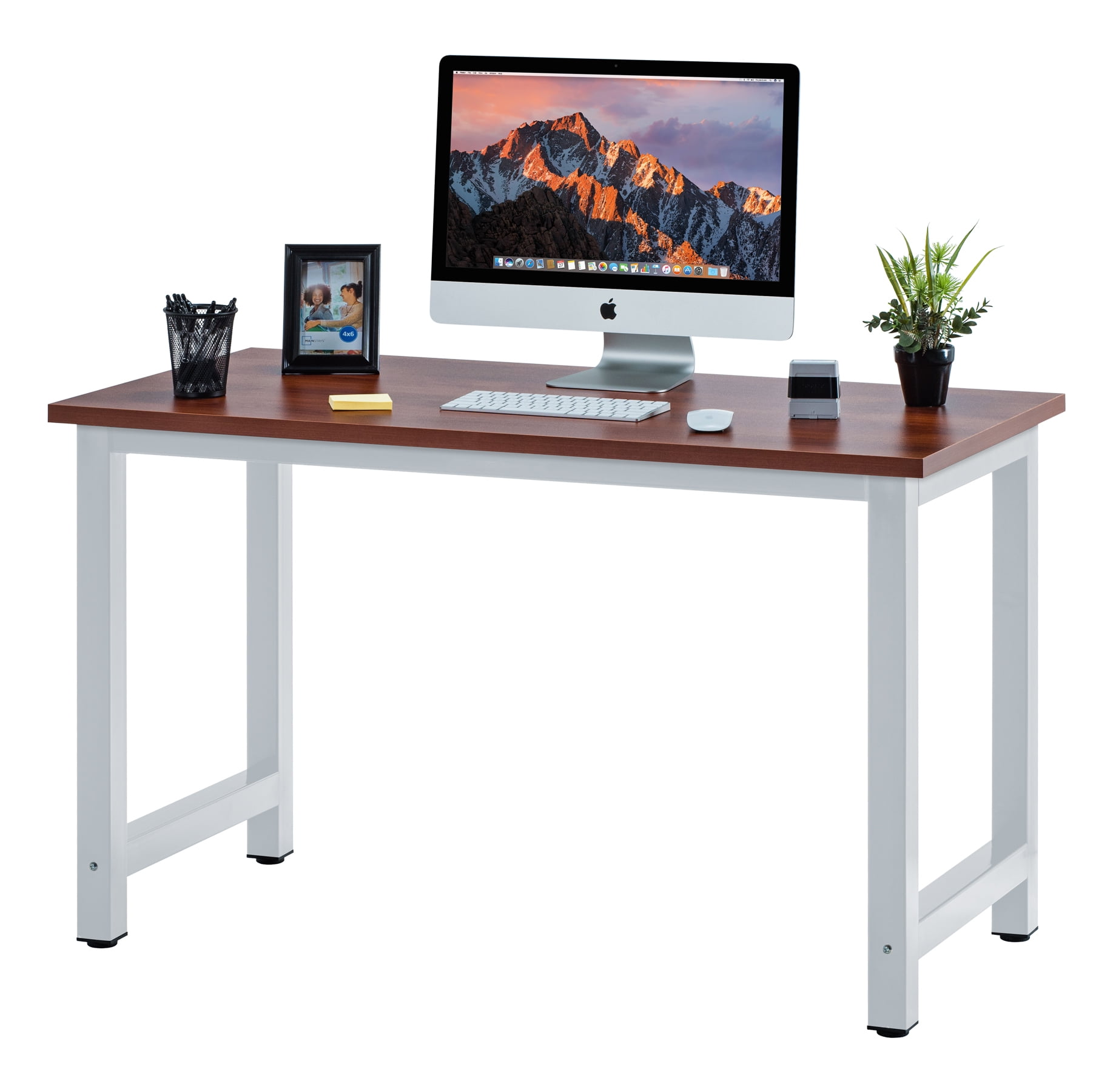 Fineboard 47" Stylish Home Office Computer Desk Writing Table Elegant & Modern Design, Teak