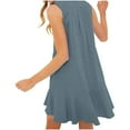 thumbnail image 4 of TAGOLD Womens Summer Dress,Plus Size Casual Dress for Womens,Women's Summer Solid Color Lapel Sleeveless Button Up Open Chest Pleated Ruffled Dress Short Skirt, 4 of 5