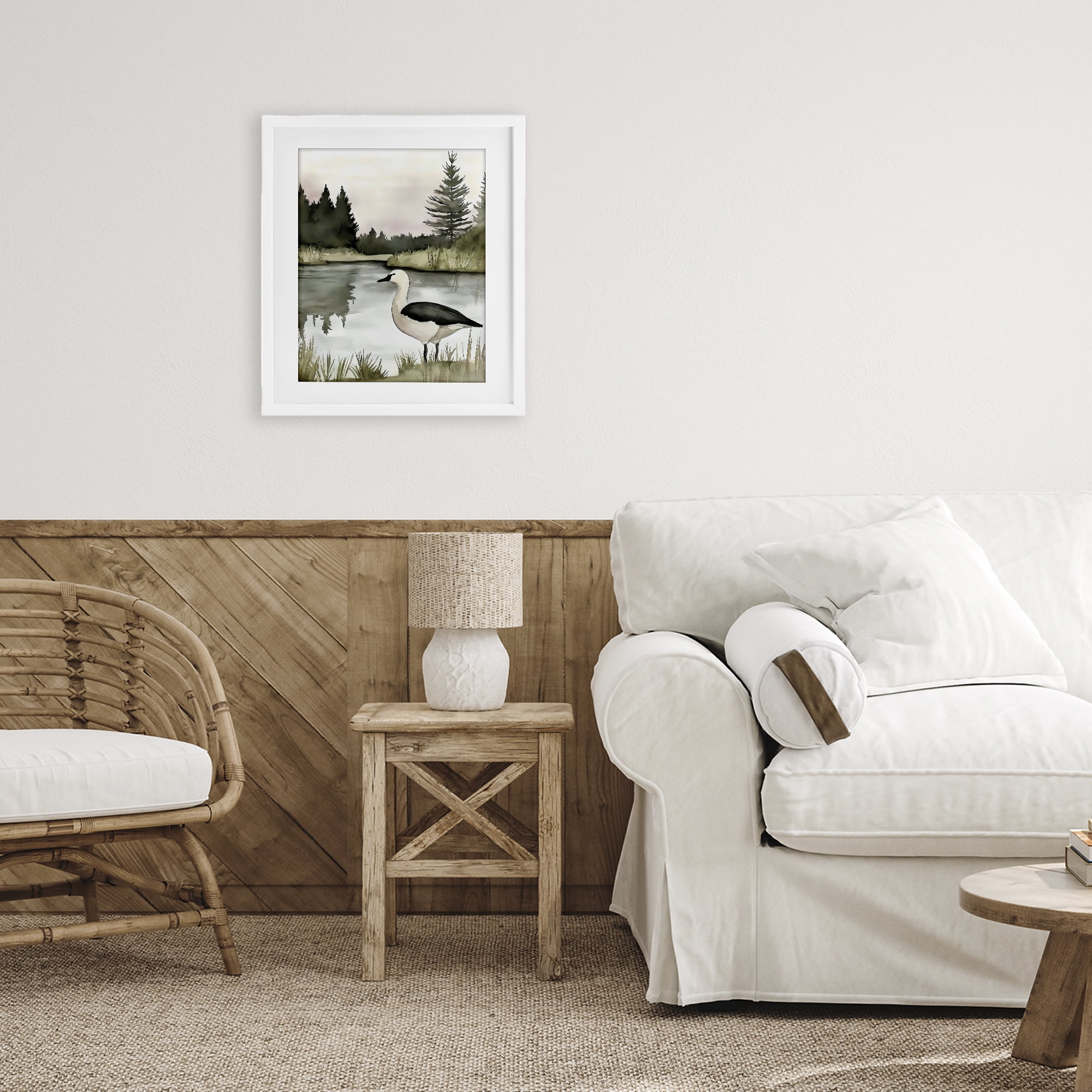 Stupell Industries Springtime Serenity Duck White Framed Print Under Glass, design by Riley B