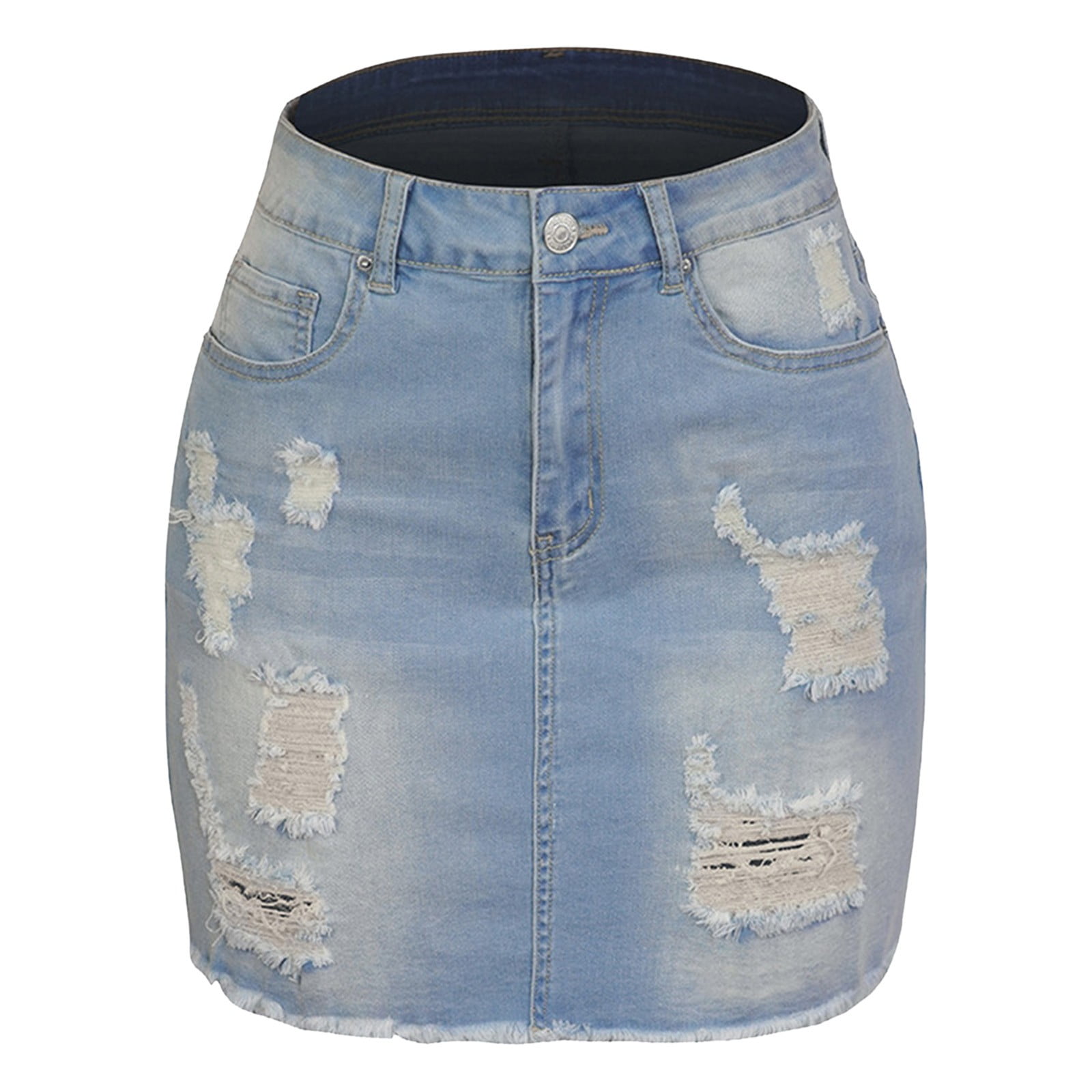 Long Skirts for Women Juniors Casual Distressed A Line Denim Short