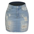 thumbnail image 4 of RUTAYY Women Juniors Casual Distressed A-Line Denim Short Skirt Solid Color Flowy Swing Pleated Beach Skirts, 4 of 7