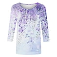 thumbnail image 3 of Tmtolofot Graphic Tees For Womens,Women Summer Casual Round Neck T Shirts,Womens Petals Printed 3/4 Sleeves T-Shirt,Ladies Comfy Lightweight Tunic Blouses, 3 of 4