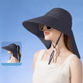 thumbnail image 1 of Sombrero para el sol al aire libre con chal para mujer | Gorro de ala ancha plegable con protección UV de seda hielo para verano | Transpirable, ligero, ajustable, ajuste, 55-60 cm | Viajes Playa, 1 of 8