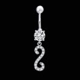 thumbnail image 3 of Anillo de ombligo de circonio exquisito en forma de S a la moda, Piercing para el cuerpo de acero inoxidable, joyería blanca, 3 of 4