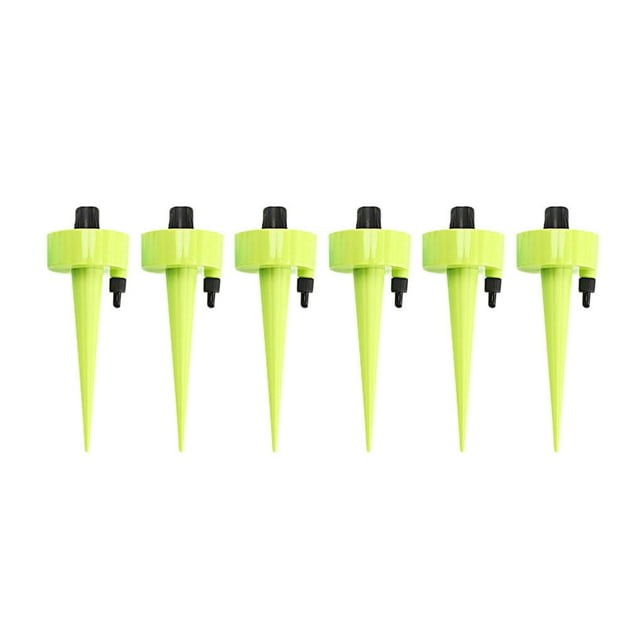 Auto Drip Irrigation System with Slow Release Switch Control Valves Self Water Spike Waterer Tools Adjustable Garden Sprinkler Green 6pcs