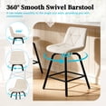 thumbnail image 4 of ClinQ 26 inch Swivel Counter Height Bar Stool Set of 3, Linen Upholstered Seat with Metal Legs and Back, Linen-Fabric, 4 of 6