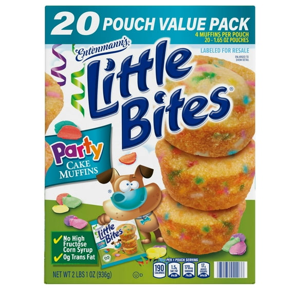 Entenmann's Little Bites Party Cake Muffins 1.65 oz 20 Pack – Moist Mini Muffins for Kids and Adults