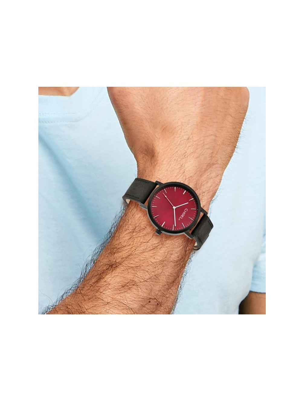 Gem & Harmony Chisel Black Plated Red Dial Analog Watch with  display picture 1