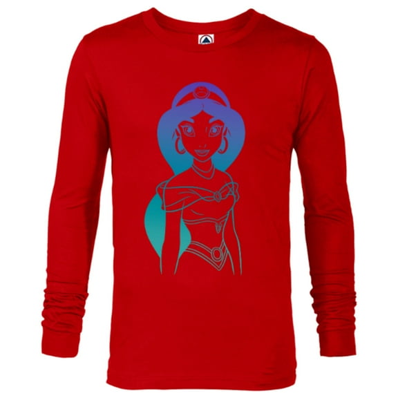 Disney Aladdin Princess Jasmine Gradient Sketch T-Shirt - Long Sleeve T-Shirt for Men - Customized-New Red