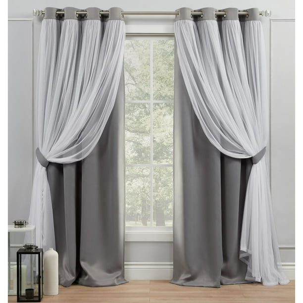 Exclusive Home Curtains Catarina Layered Solid Room Darkening Blackout and Sheer Grommet Top