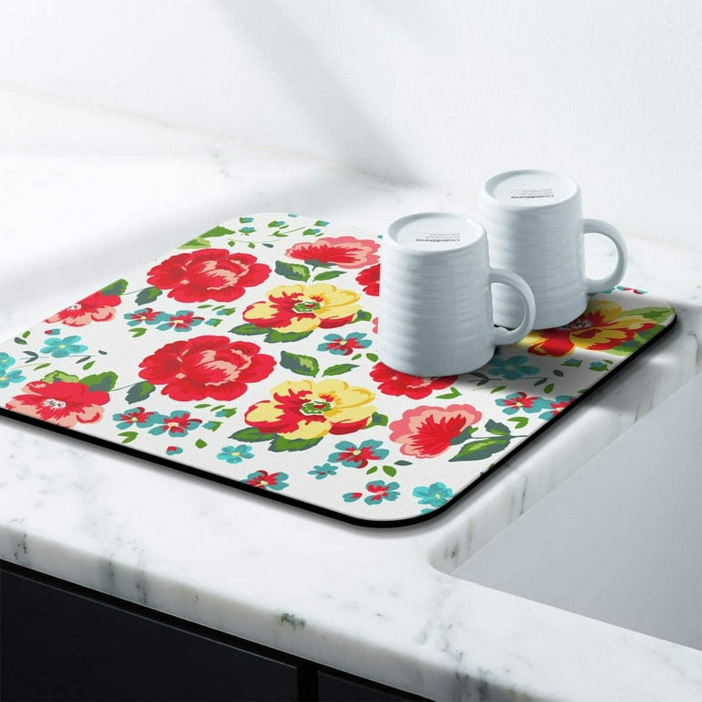 kitchen absorbent draining mat - coffee bar accessories dish drying