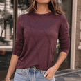 thumbnail image 6 of SOMER Womens Long Sleeve Crew Neck Top, Casual Solid Color Shirt with Stylish Diagonal Detail, 6 of 6
